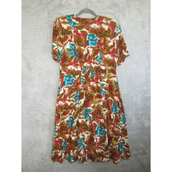 JBS Ltd Floral Button Front Dress Women’s 16W Rayon Midi Tropical 90s Vintage - Picture 2 of 8